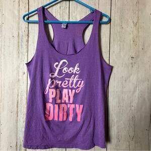 Corner Shop Athletic Sporty Workout Purple Tank Top with Graphic Print
